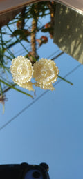 White floral small studs